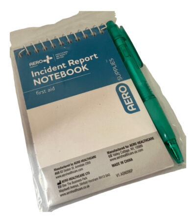first aid notebook and incident report